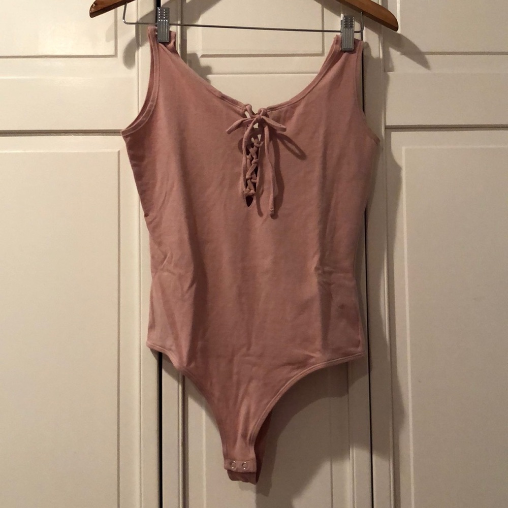 Blush Pink Lace Up Bodysuit